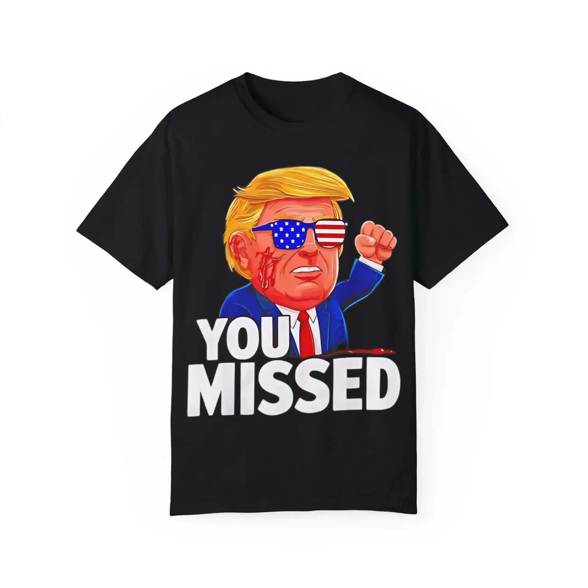 You-Missed-Trump-Fist-Pump-Cartoon-T-Shirt You Missed Trump Fist Pump Cartoon Shirt