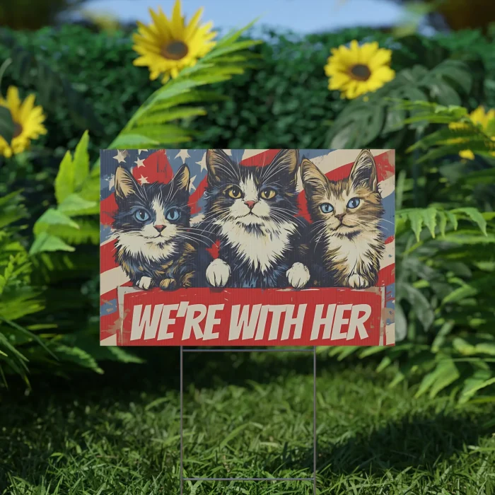 Harris 2024 President With Cat Yard Sign