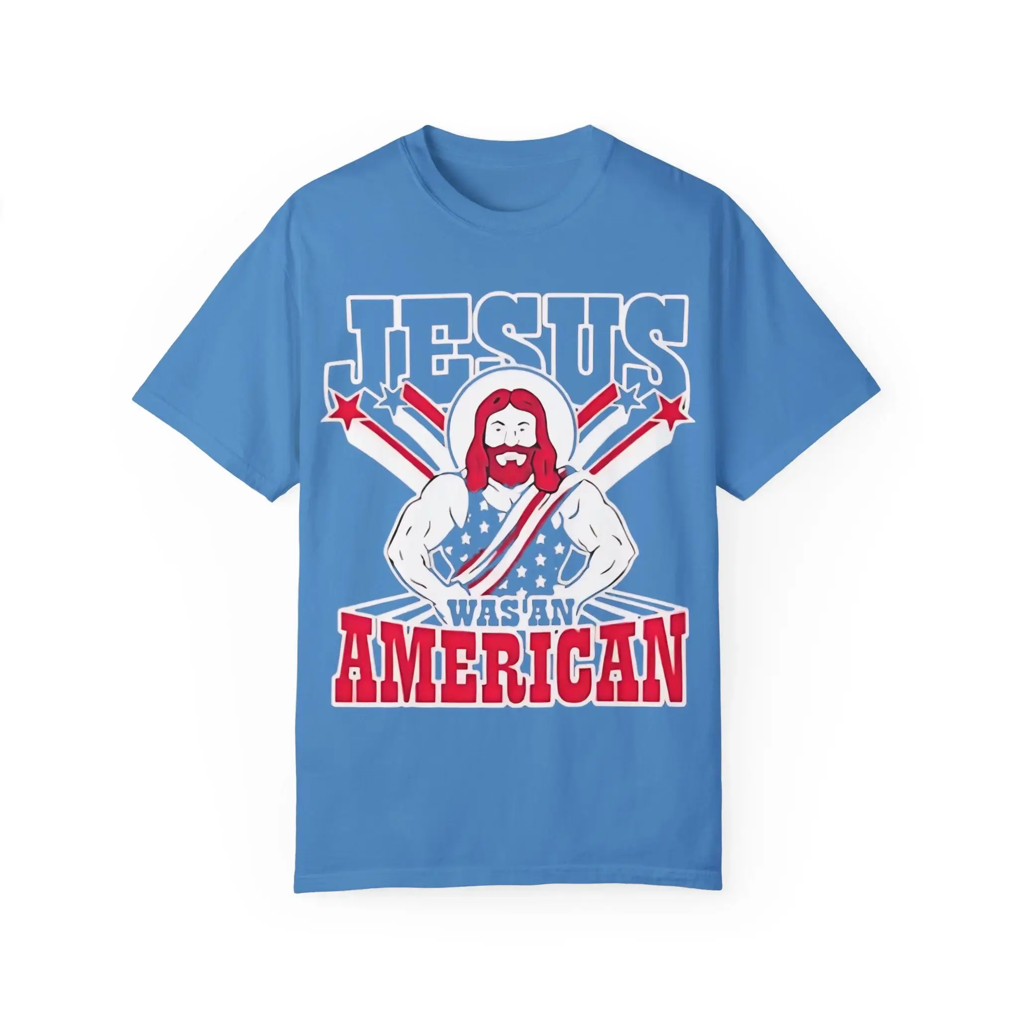 Jesus-Was-An-American-Blue-Shirt Jesus Was An American Shirt