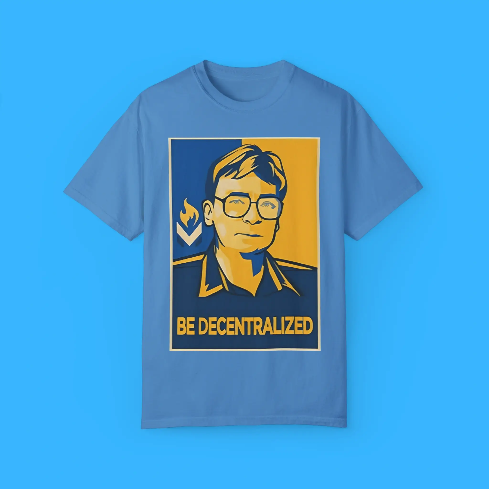 Hoppe-Be-Decentralized-Blue-T-Shirt Hoppe Be Decentralized Shirt