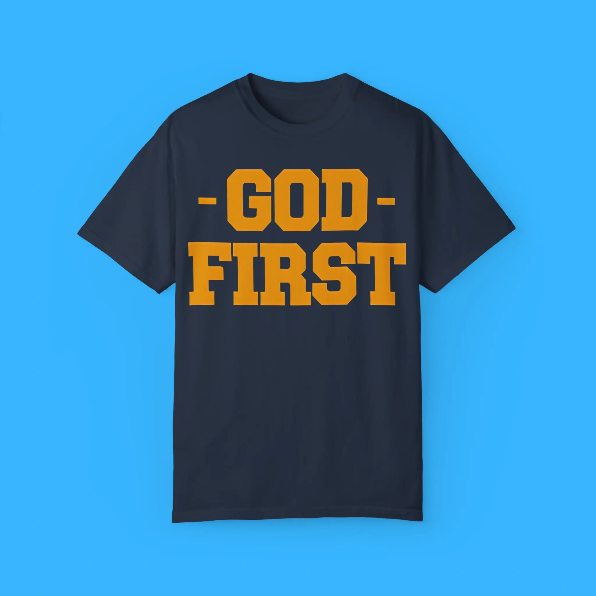 Tony-Dungy-God-First-Blue-T-Shirt Tony Dungy God First Shirt