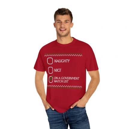 Naughty Nice On A Government Watch List Christmas Shirt
