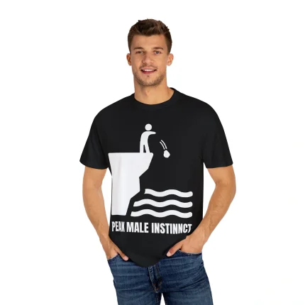 Peak Male Instinct Funny Cliff Rock Throwing Shirt
