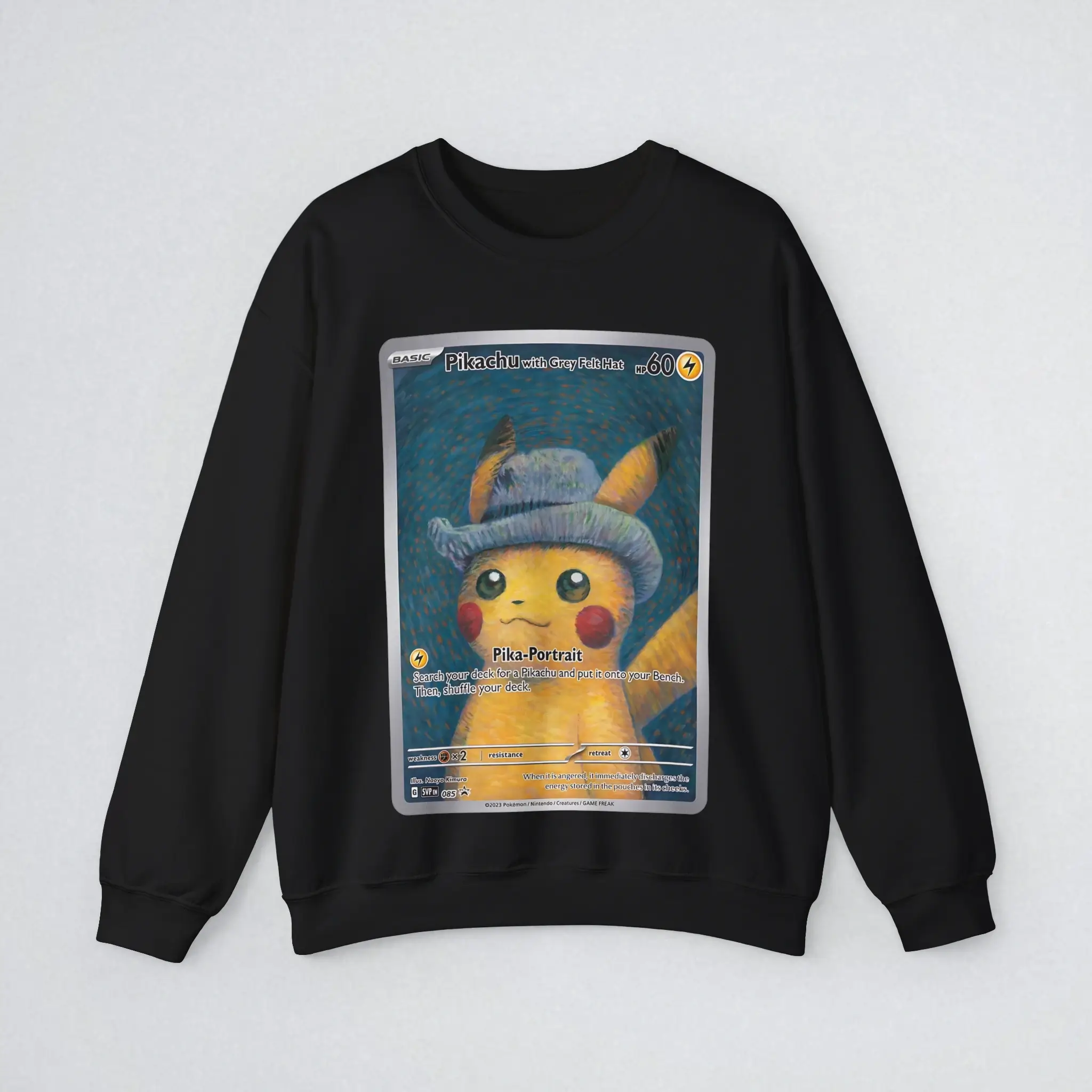 Pikachu-With-Grey-Felt-Hat-Sweatshirt Pikachu With Grey Felt Hat Shirt