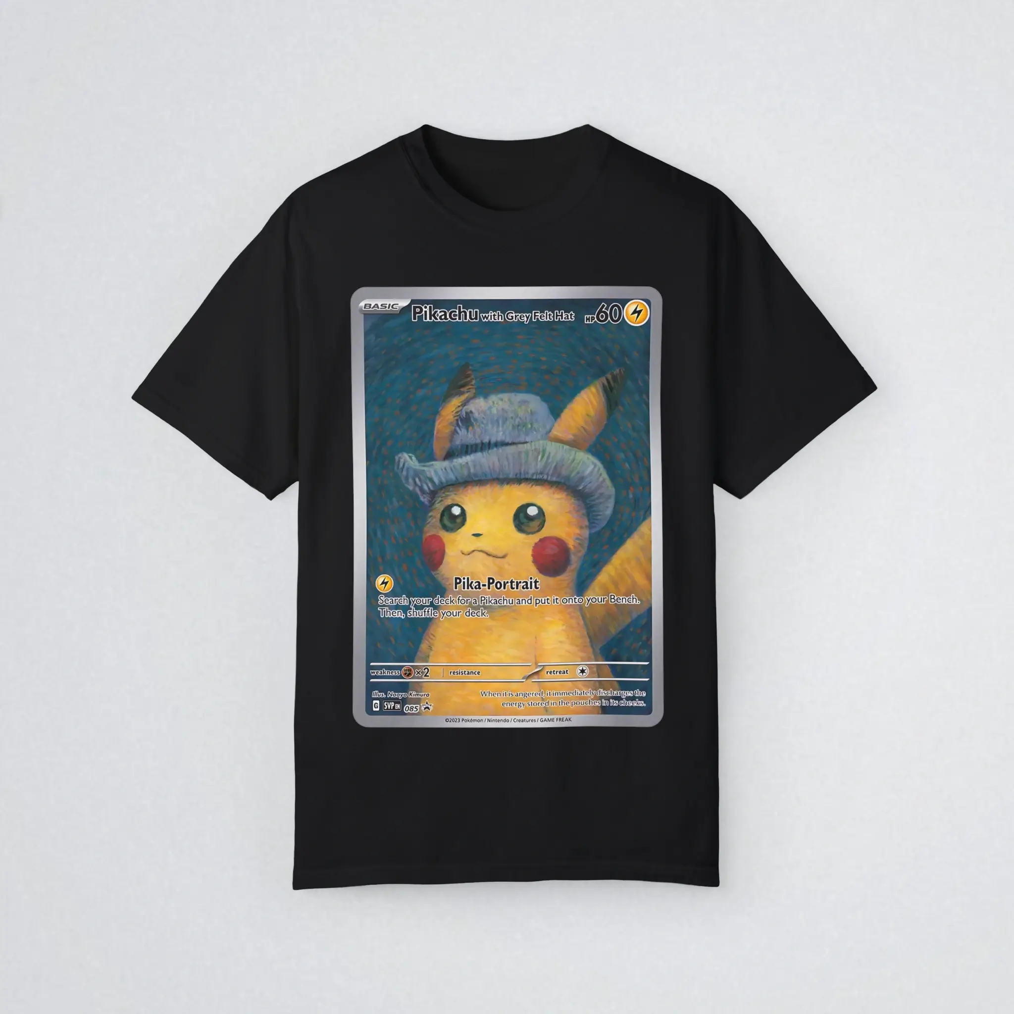 Pikachu-With-Grey-Felt-Hat-T-Shirt Pikachu With Grey Felt Hat Shirt