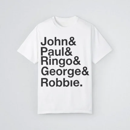 Robbie Williams Wearing John Paul Ringo George Robbie Shirt