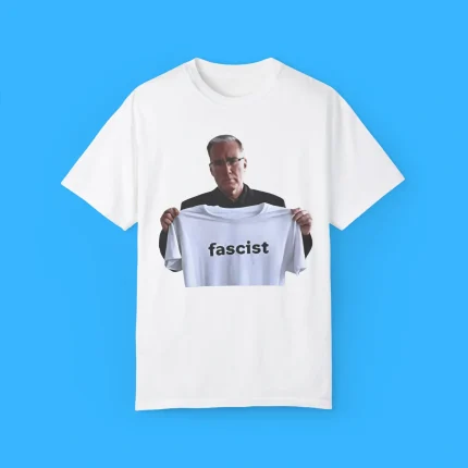 Keith Olbermann Holding Up Fascist Shirt