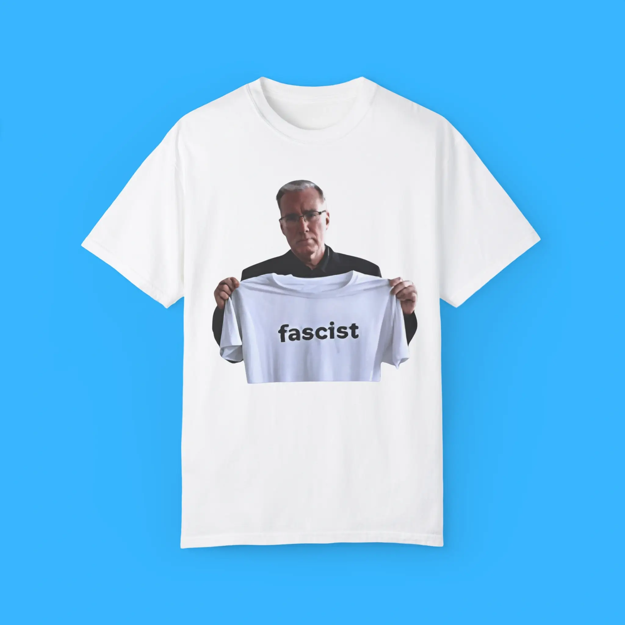 Keith-Olbermann-Holding-Up-Fascist-Shirt Keith Olbermann Holding Up Fascist Shirt