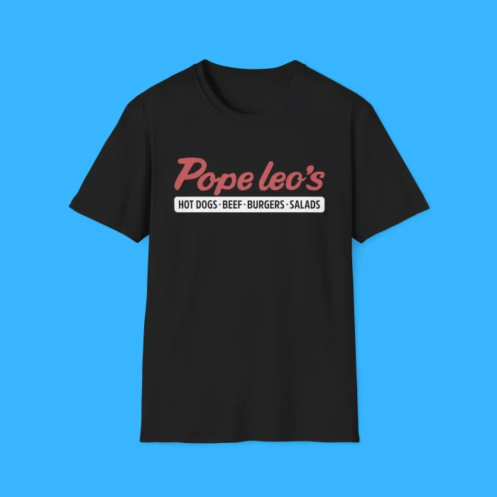 Pope Leo's Hot Dogs Black Shirt