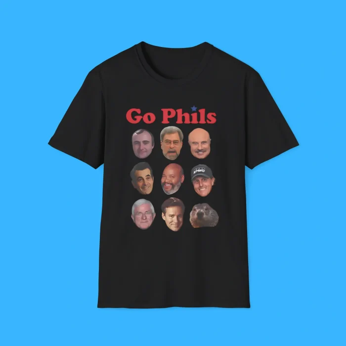 Go Phils Philadelphia Phillies Legends Face Raccoon Black Shirt