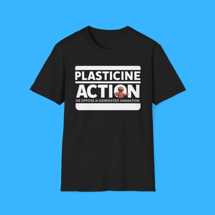 Plasticine Action We Oppose AI Generated Animation Black Shirt
