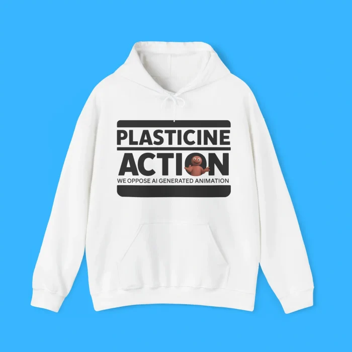 Plasticine Action We Oppose AI Generated Animation Hoodie