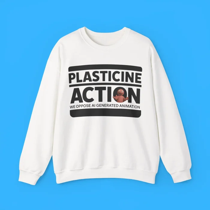 Plasticine Action We Oppose AI Generated Animation Sweatshirt