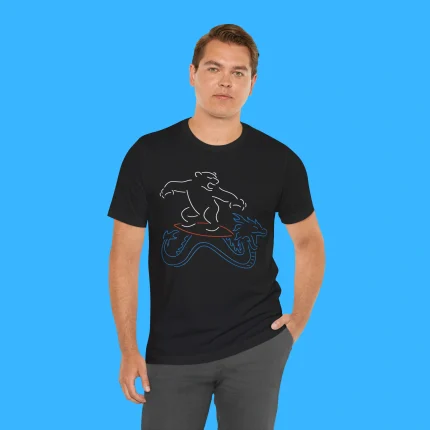 Neon Surfing Polar Bear Person Shirt