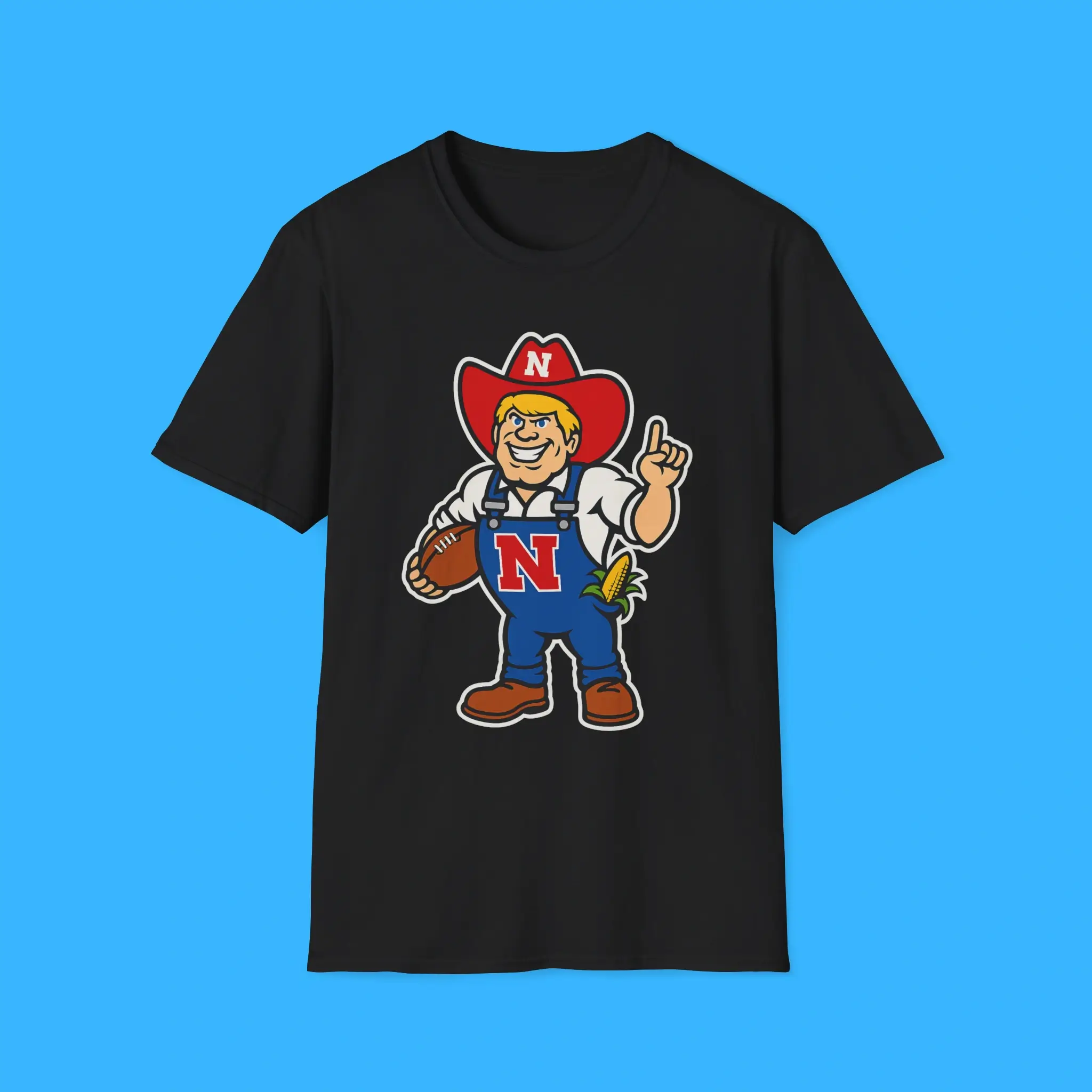 Ryan-Fitzpatrick-Nebraska-Huskers-Herbie-Mark-Mascot-Black-Shirt Ryan Fitzpatrick Nebraska Huskers Herbie Mark Mascot Black Shirt