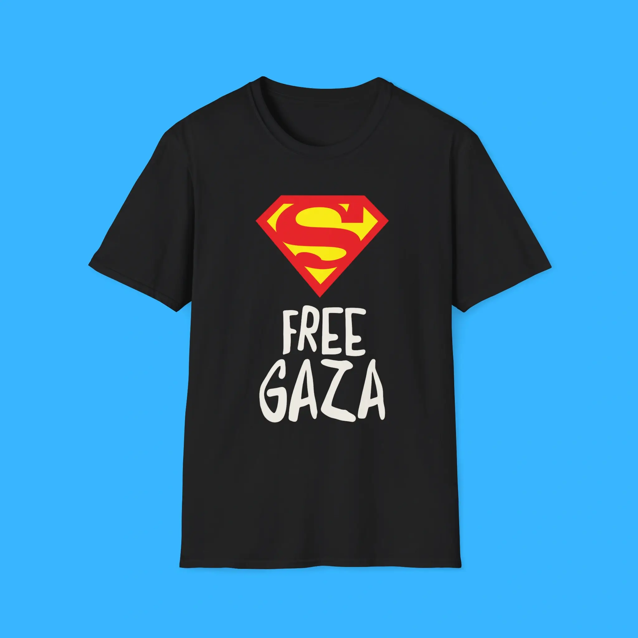 Superman-Free-Gaza-Black-Shirt Superman Free Gaza Black Shirt