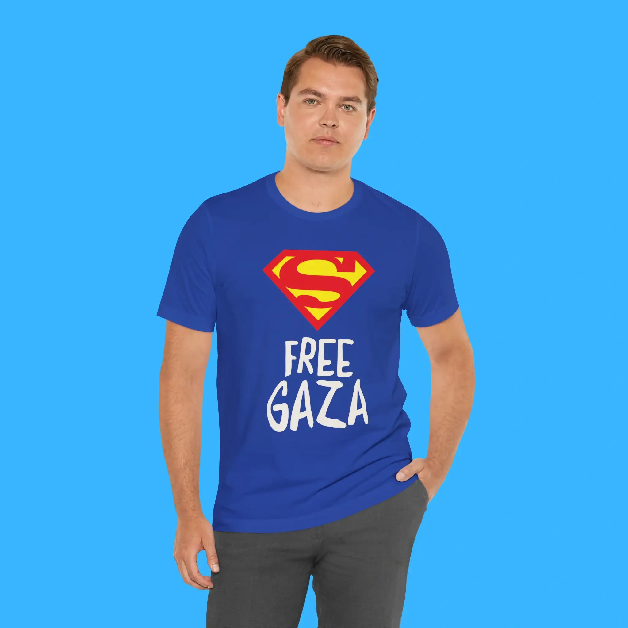 Superman-Free-Gaza-Person-Shirt Superman Free Gaza Person Shirt
