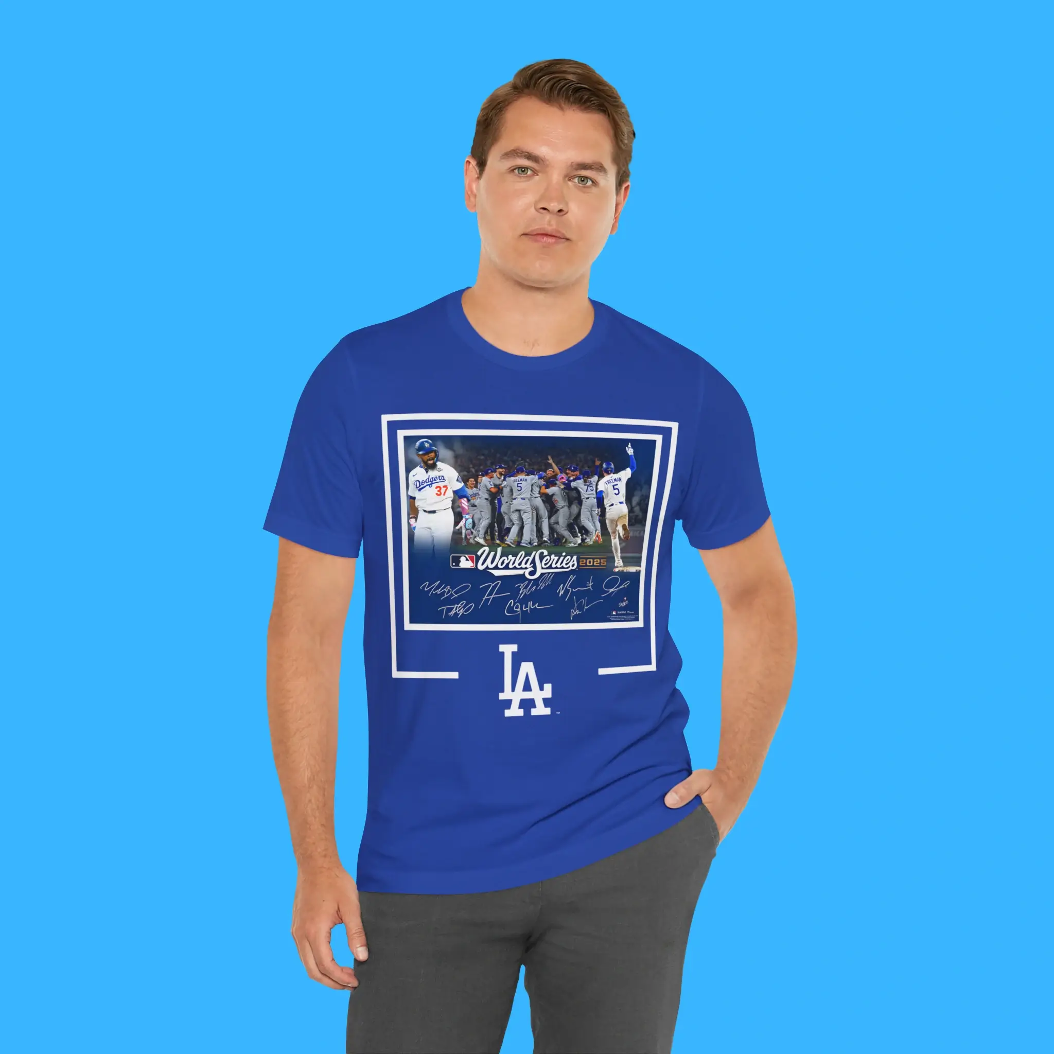 Dodgers-Autographed-World-Series-Signatures-Person-Shirt Dodgers Autographed World Series Signatures Person Shirt
