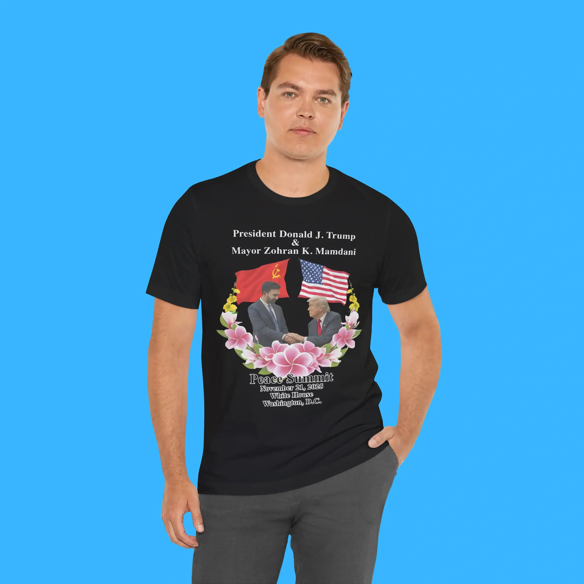 Peace-Summit-Donald-Trump-and-Zohran-Mamdani-Person-Shirt Peace Summit Donald Trump and Zohran Mamdani Person Shirt