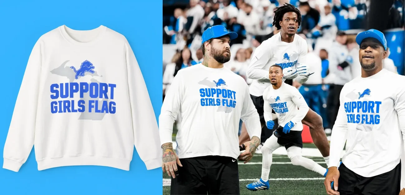 Lions Support Girls Flag Post Sweatshirt