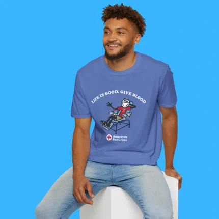 Red Cross Life Is Good Give Blood Person Shirt