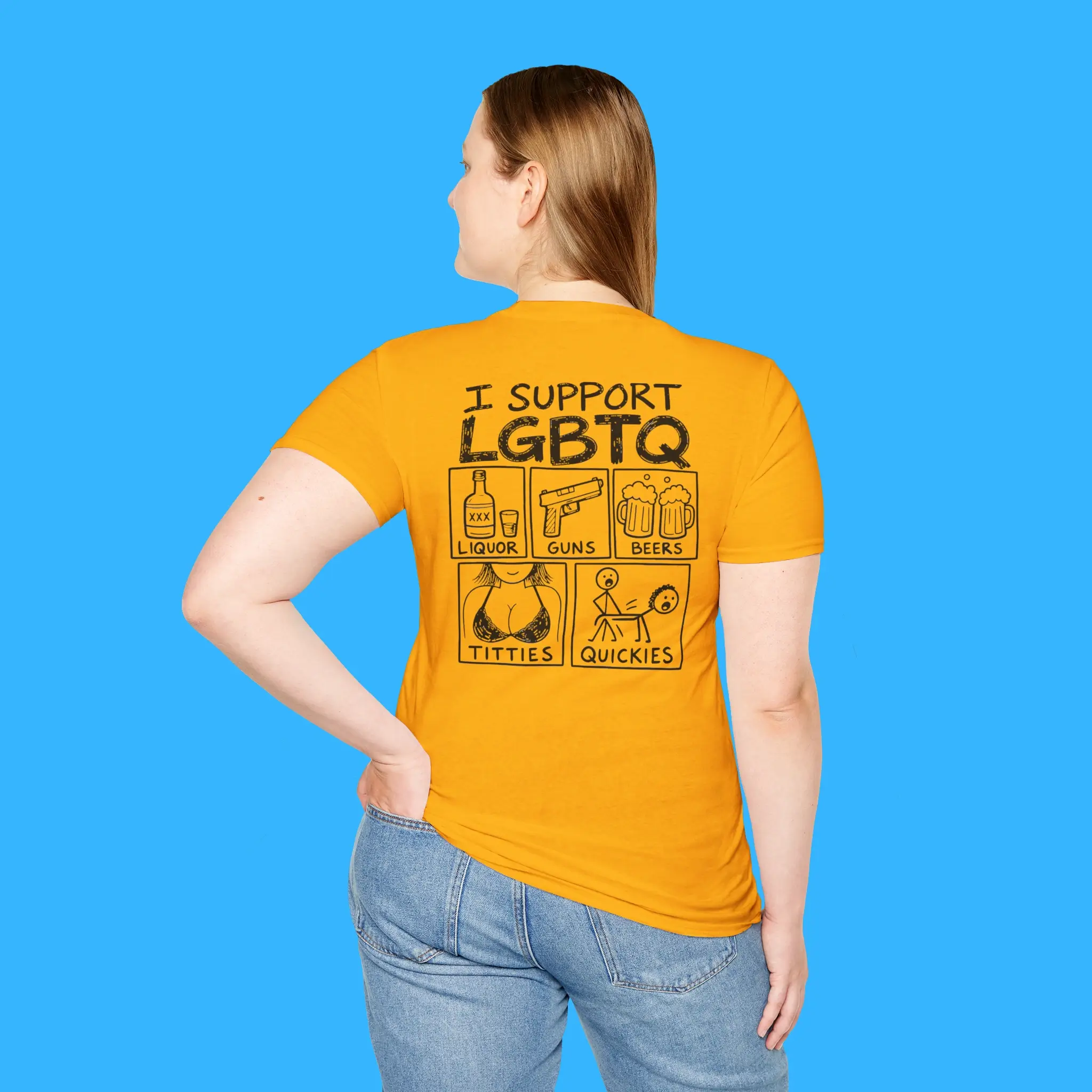 I Support LGBTQ Liquor Guns Beers Titties Quickies Person Shirt