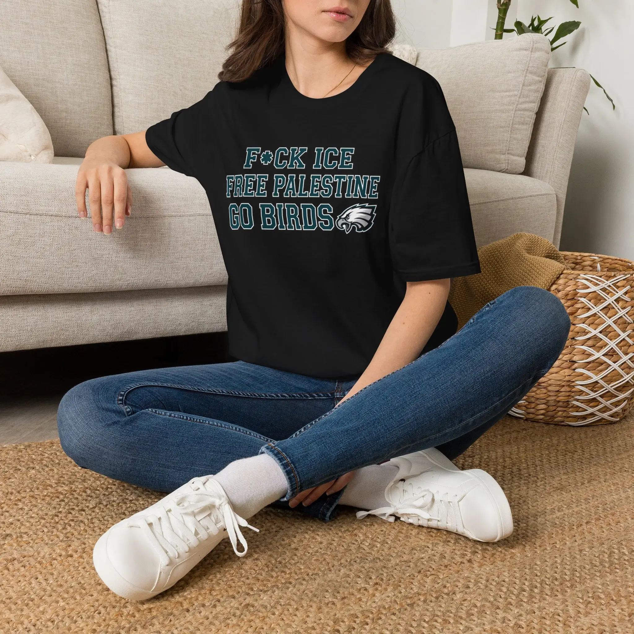 Fuck Ice Free Palestine Go Birds Eagles Person Shirt