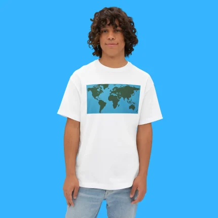 World Map Continents Green And Blue Ocean Person Shirt